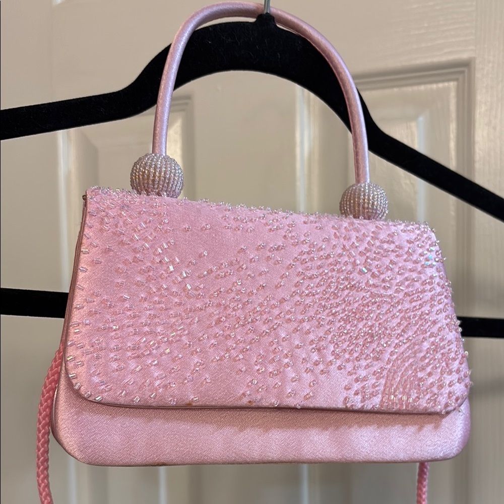 Elegant Pink Beaded Handbag